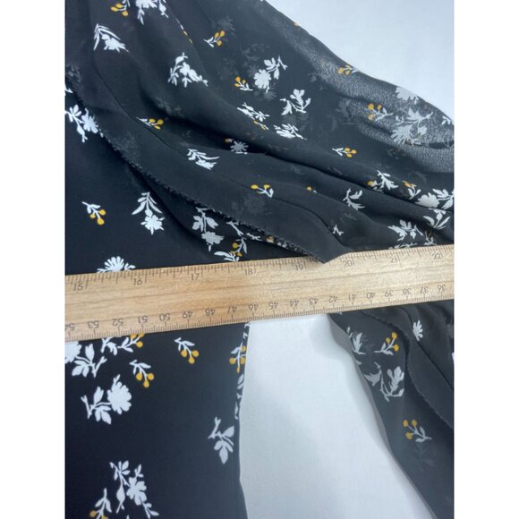 Ann‎ Taylor Floral Print Sheer Sleeve Dress size 2 Black - Picture 5 of 7